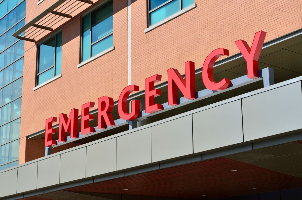 Emergency sign on the exterior of a hospital