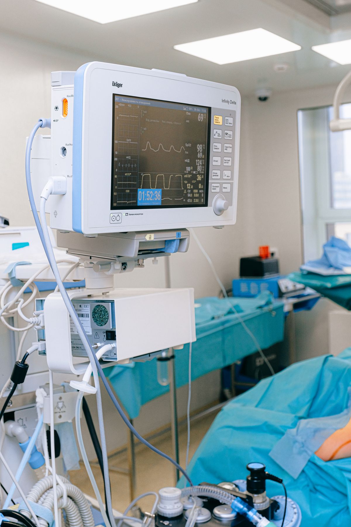 Patient monitoring equipment in a hospital theatre